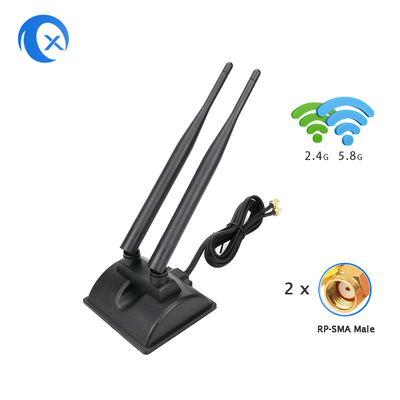 6dBi WiFi アンテナ RP-SMA メスコネクタ 2.4GHz 5GHz デュアルバンド マグネットベース PCI-E WiFi 無線ルーター