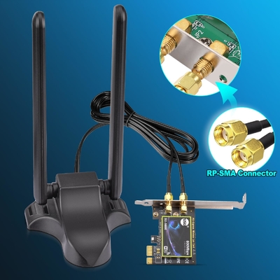 WiFi 6E アンテナ トライバンド 2.4GHz 5GHz 6GHz マグネットベース WiFi アンテナ RP-SMA コンネクタ PC デスクトップ用ワイヤレスルーター